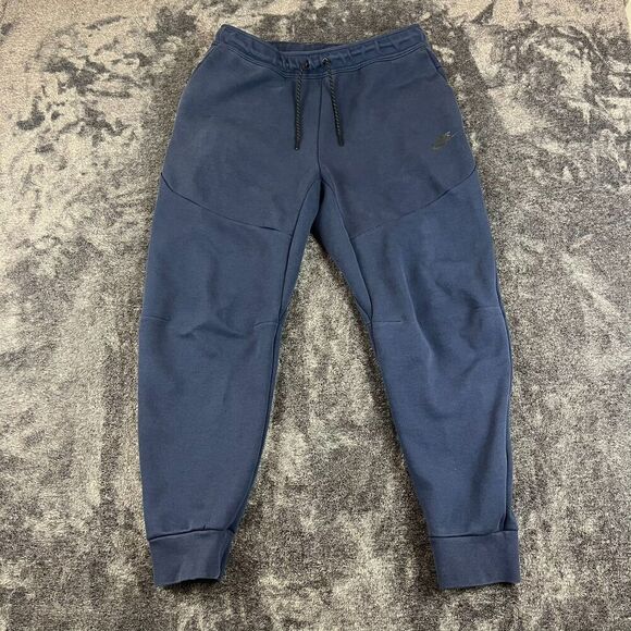 Nike Tech Fleece Joggers Tapered Leg Navy Blue Men's L Sweatpants Athleisure - Picture 1 of 12